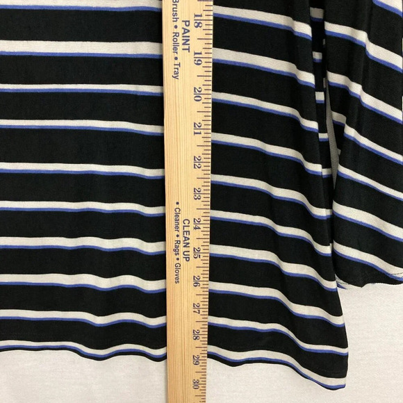 Chico's Travelers Black White Striped Slinky Knit Flare Sleeve Top size 16/18 - Picture 5 of 9